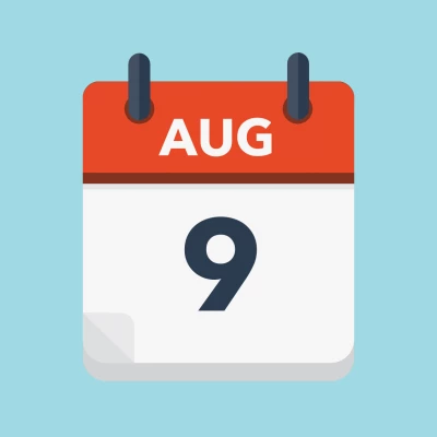 Calendar icon showing 9th August